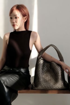 Túi tote dệt thủ công DY Nami màu silver - Combo 2 túi - kích thước 35 x 14 x 33cm